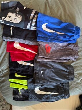 Nike Boys' Athletic Shorts Bundle - Blue, Red, Gray, Black, Neon Yellow